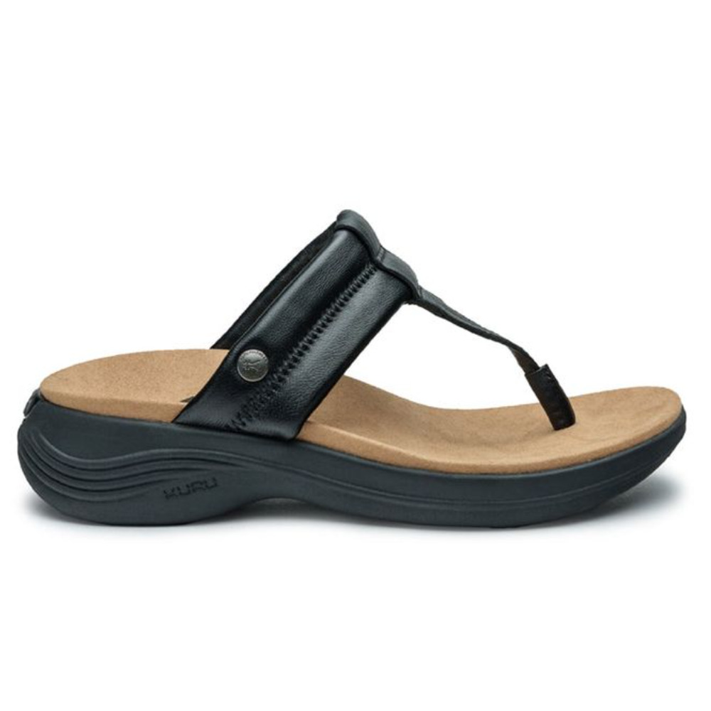 Kuru Womens CODA SUVI Flip Flop Sandals Size 11 Jet Black Leather NIB